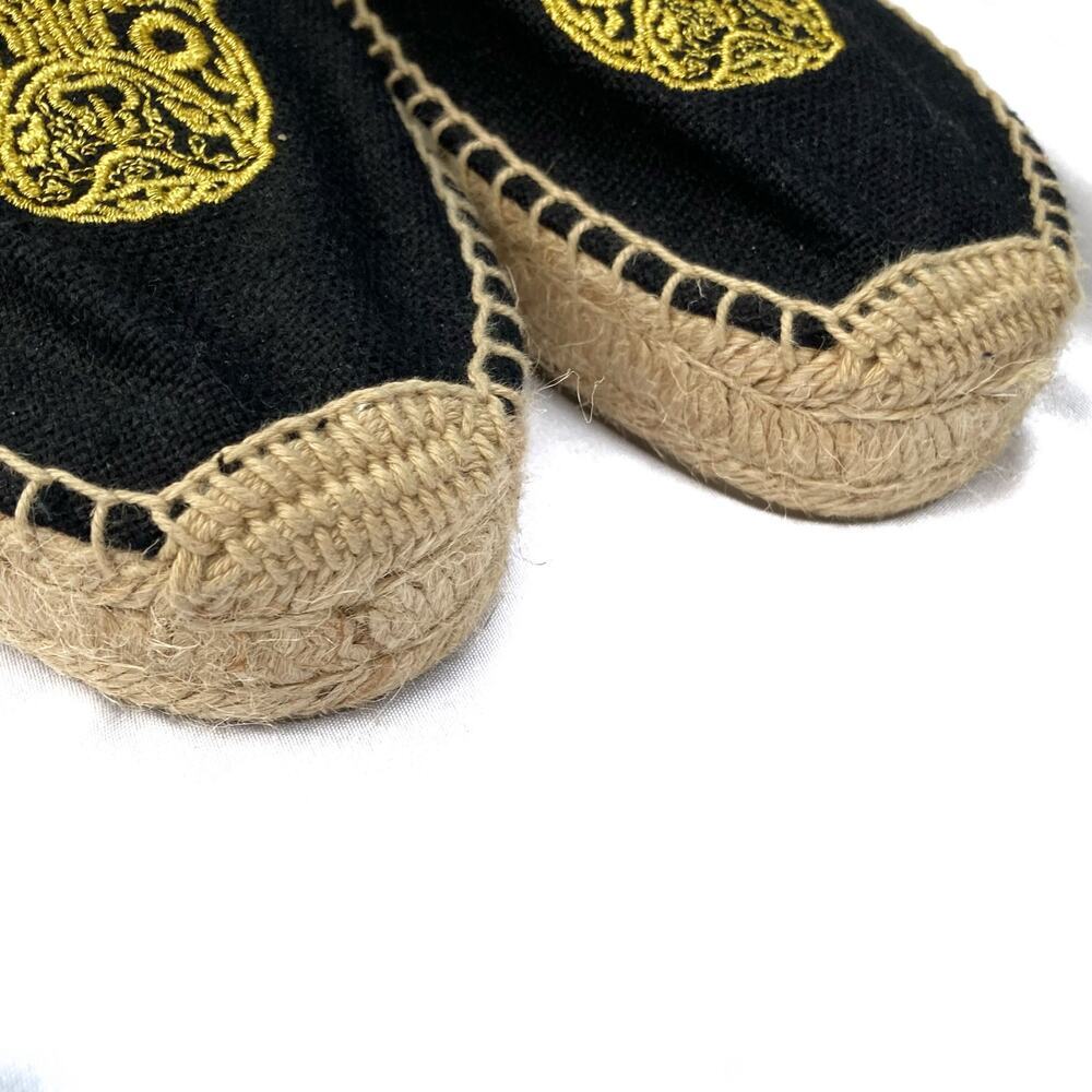 Soludos French Bulldog Embroidered Espadrilles Black Canvas Flats  Summer Vacay - Picture 6 of 16